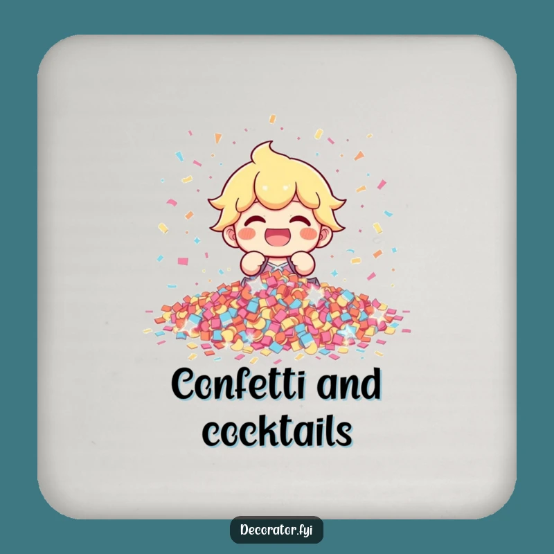 Funny Confetti Character Coaster Set: Protect Tables with Festive Flair!
