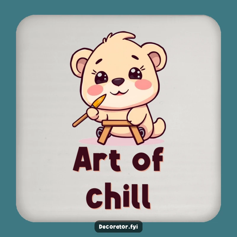 Funny Drink Coaster: Painter Character's Artful Protection, A Small Funny Gift