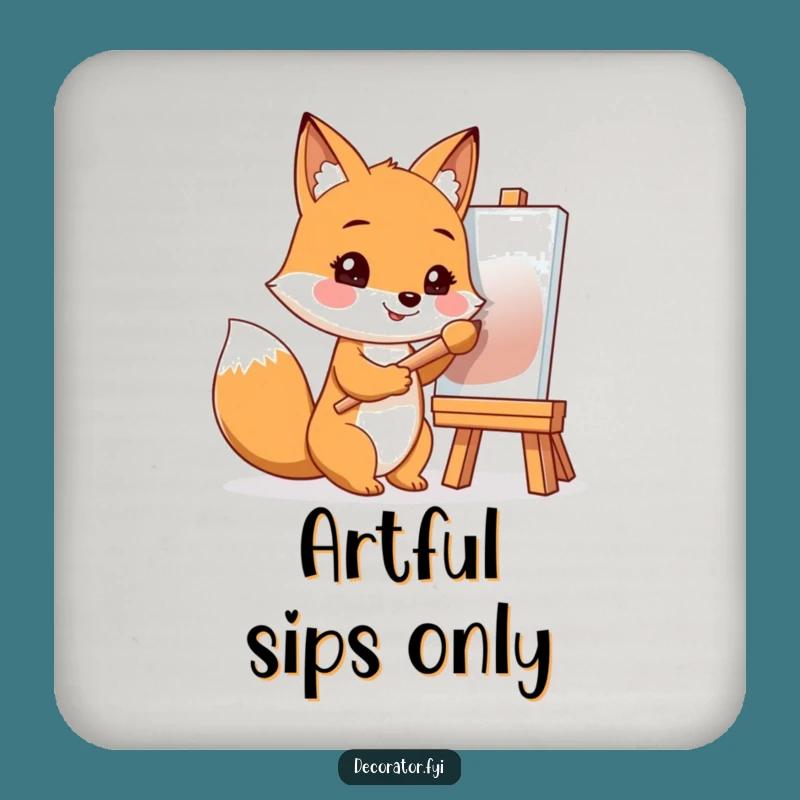 Funny Fox Artist Coaster: Protect Surfaces with Creative Flair