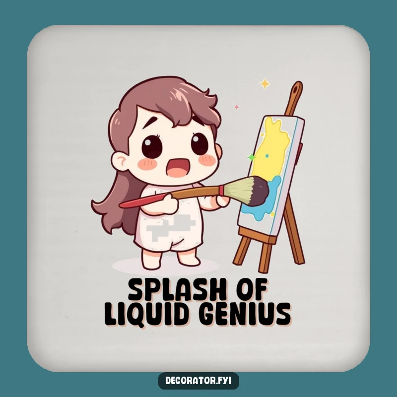 Funny Surprised Painter Coaster: Protect Surfaces with Artistic Humor and Color