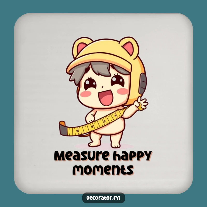 Funny Tape Measure Coaster: Enthusiastic Character Drink Gift