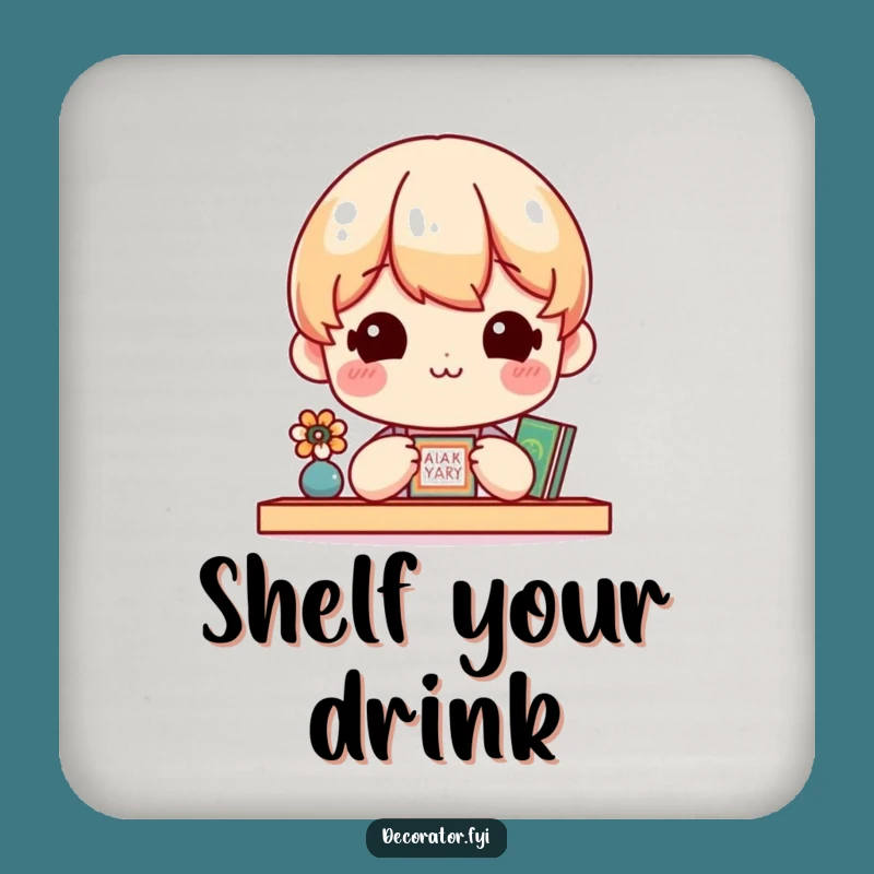 Funny Home Style Coaster: Cheerful Shelf Admirer - Humorous Gift for Decor Enthusiasts!