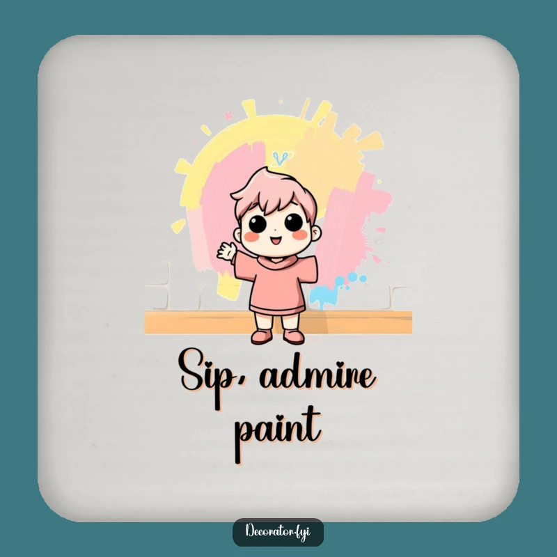 Funny Painter Coaster: Cheerful Pride, Humorous Table Gift
