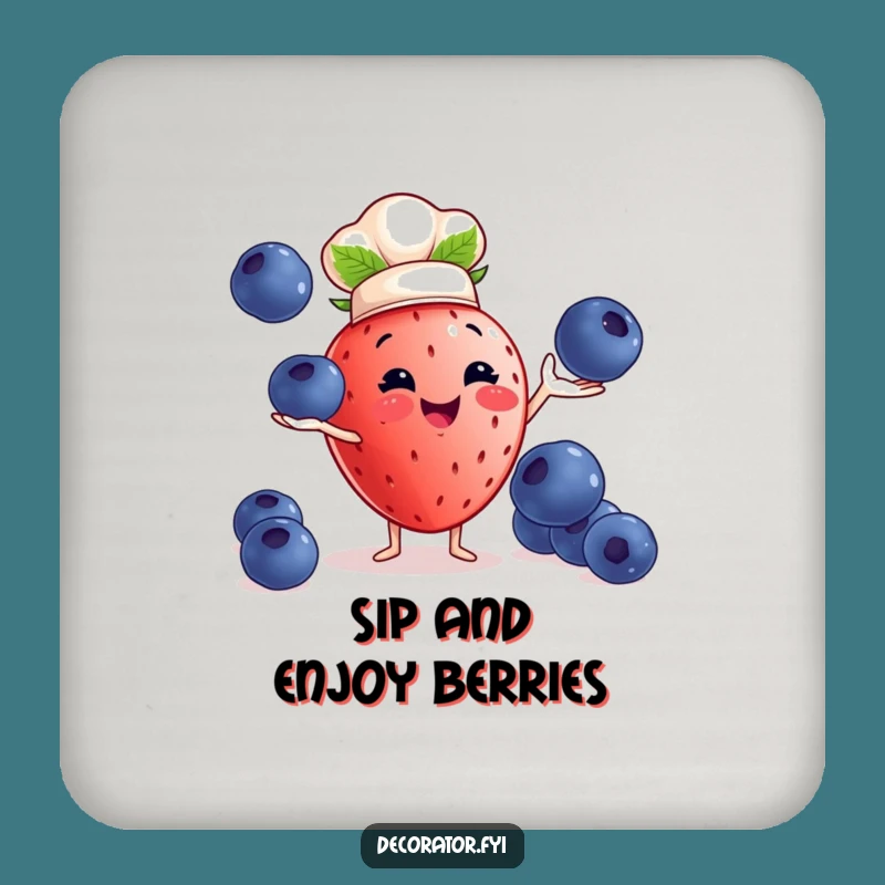 Funny Strawberry Chef Coasters: Protect Surfaces with Hilarious Art, Ideal Funny Gift