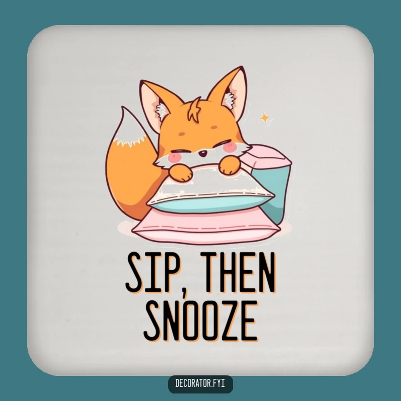 Funny Mischievous Fox Cushions Coaster Set: Sly Protection, Perfect Funny Gift