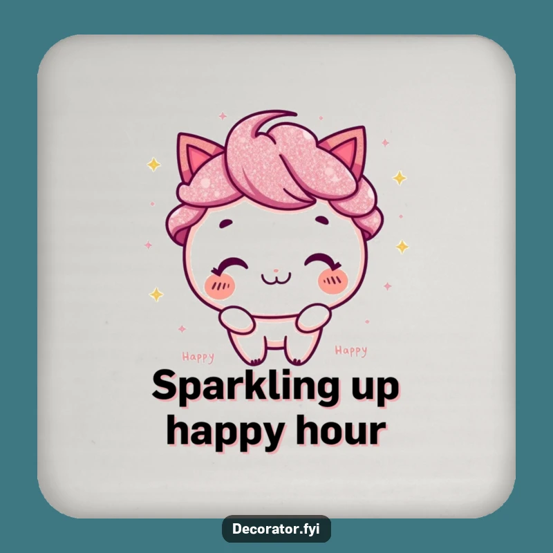Funny Drink Coaster: Happy Glitter Sprinkler, Protects Surfaces with Hilarious Sparkle