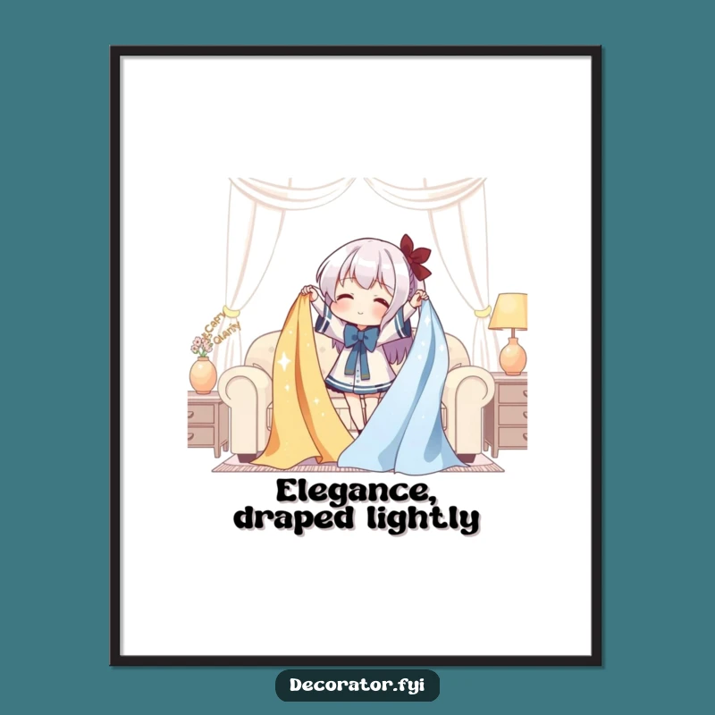 Funny Fabric Draping Poster: Add Whimsical Decor Humor and Shimmering Elegance to Walls