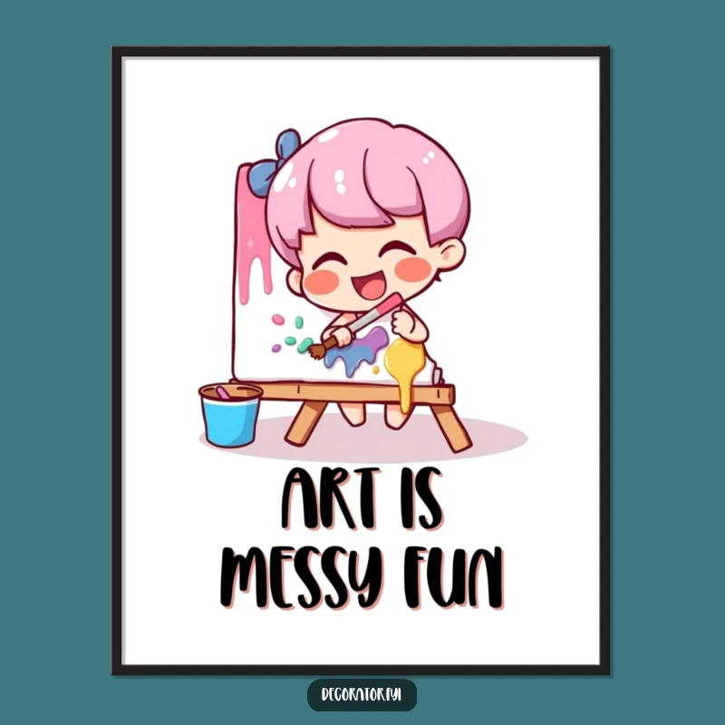 Funny Artist Poster: Giggling Painter's Joyful Art for a Hilarious Gift!
