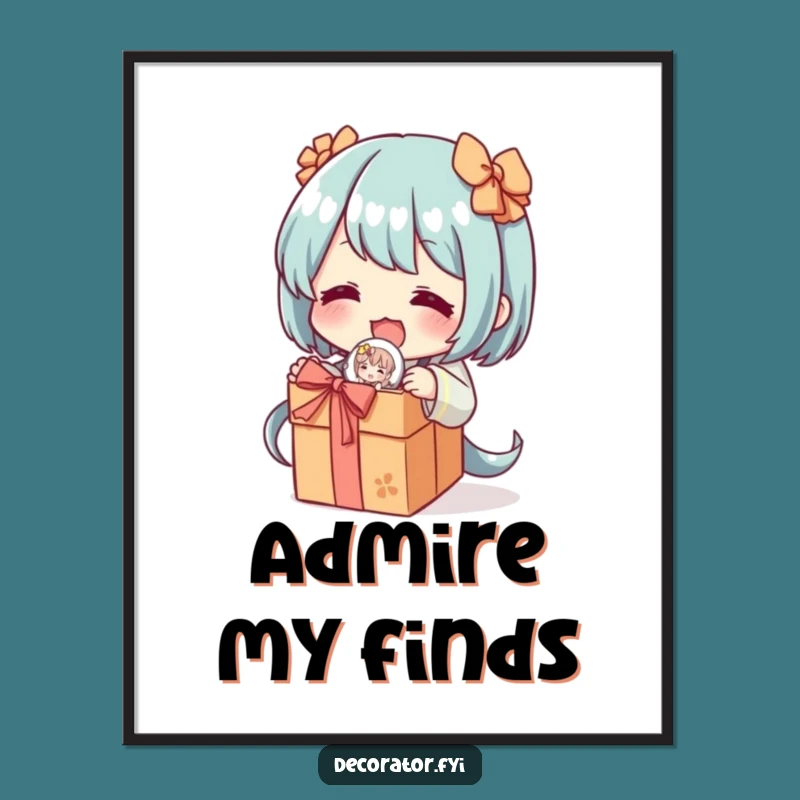 Funny Collector Poster: Unwrapping Figurine Excitement, Humorous Wall Art Gift