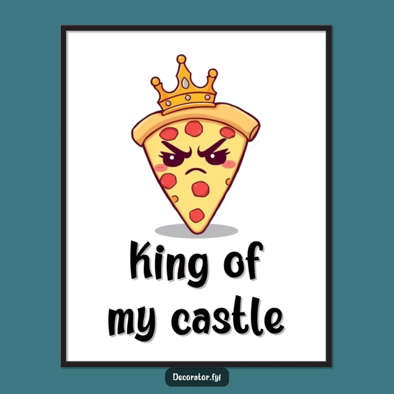 Funny Grumpy Pizza Crown Poster: Hilarious Annoyed Foodie Art for Regal Wall Decor