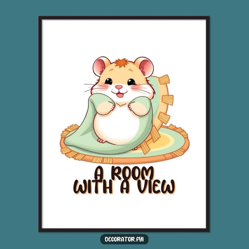 Funny Hamster Rug Art Print: Charming Home Decor Piece