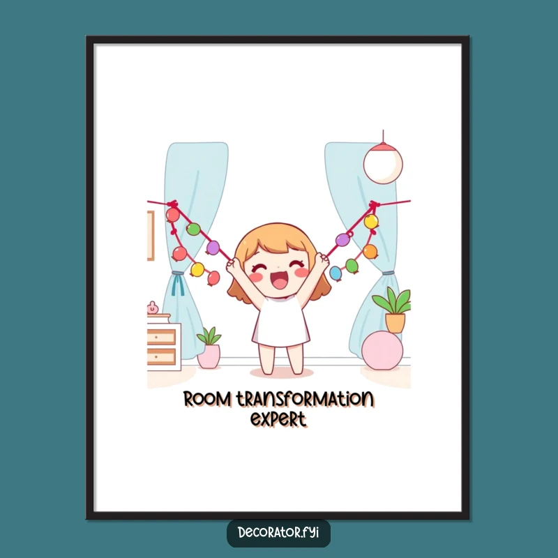Funny Happy Character Poster: Garland Decorating Art, Perfect Funny Gift