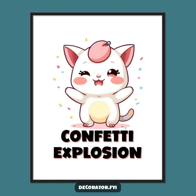 Funny Party Poster: Mischievous Confetti Character, Humorous Wall Art Gift