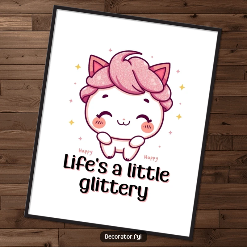 Funny Poster: A happy character beaming, showering the viewer with sparkling glitter.