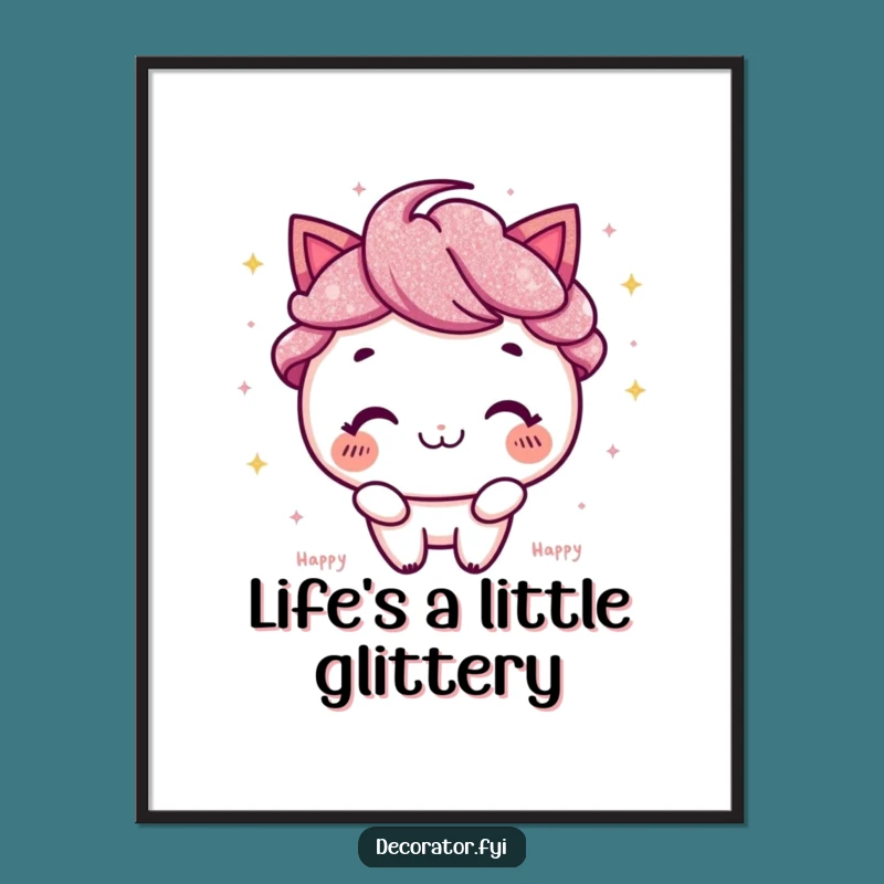 Funny Poster Print: Happy Glitter Sprinkler, Festive Art for a Joyful Atmosphere