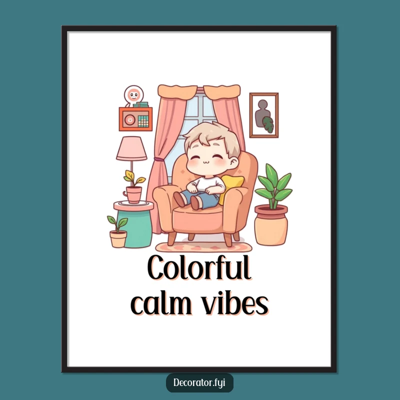 Funny Serene Space Poster: Relaxed Character - Humorous Wall Art, Perfect Gift!