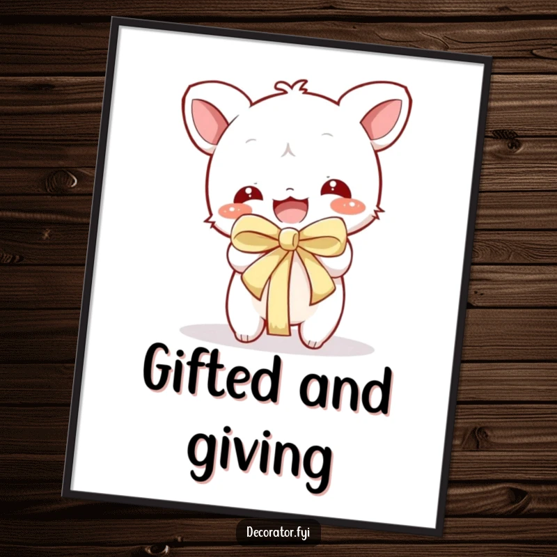 Funny Poster: Playful character in the act of ripping open a gift, exuding pure excitement.