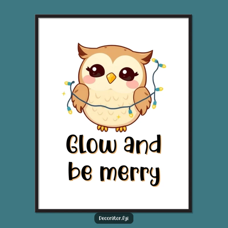 Funny Giggling Owl Poster: Twinkling Lights & Glee Wall Art