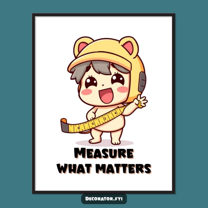 Funny Tape Measure Art Poster: Enthusiastic Character DIY Decor Gift
