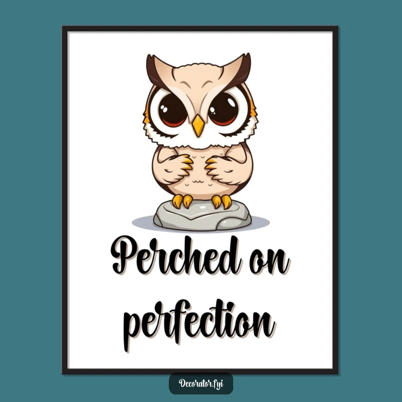 Funny Determined Owl Art Print: Wall Decor for the Focused Minimalist