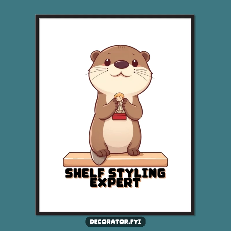 Funny Otter Decorating Art Print: Whimsical Wall Decor