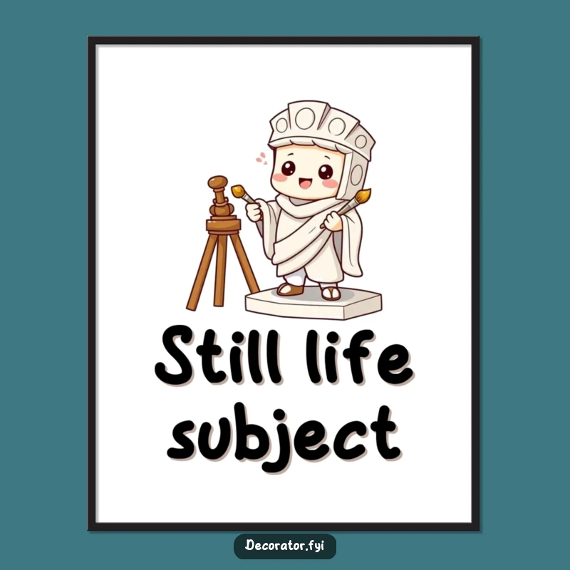 Funny Art Statue Poster: Mischievous Character with Paintbrush, Perfect Funny Gift