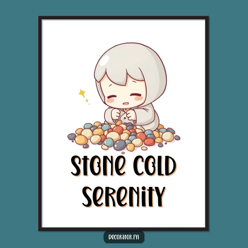 Funny Zen Gardener Stone Arrangement Poster: Art That Brings Tranquility!