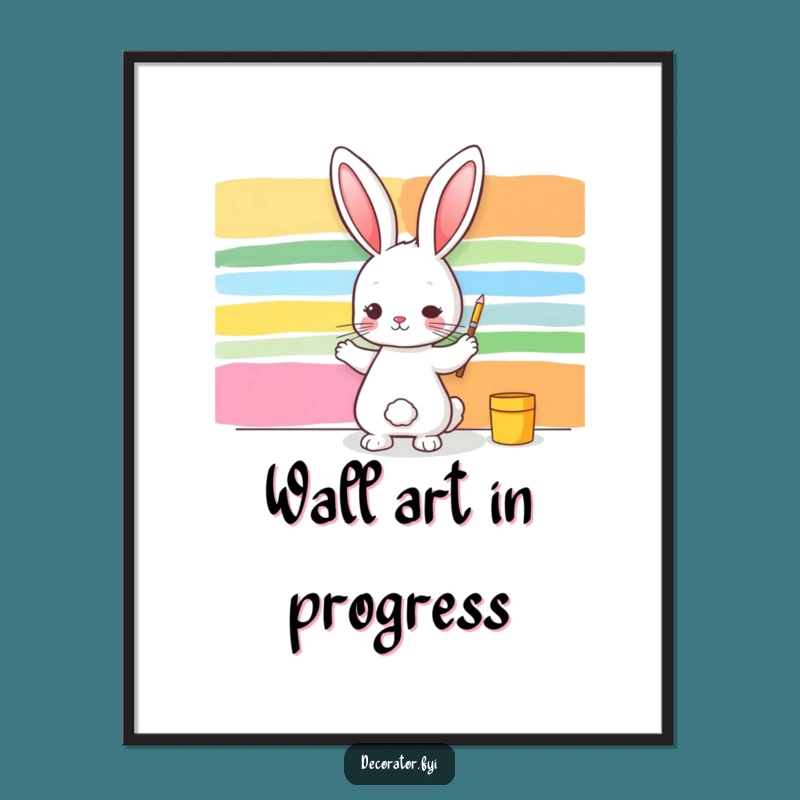 Funny Rabbit Painting Poster: Hilarious Wall Art for a Cheerful Home Decor!