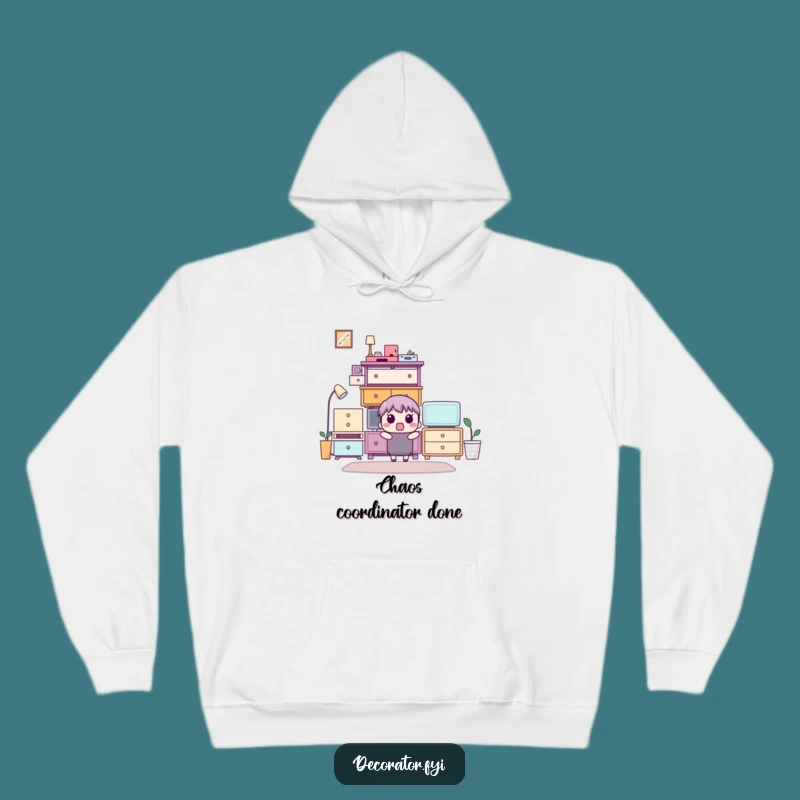 Funny Furniture Stack Hoodie: Cozy and Hilarious Apparel for Organized Comfort!