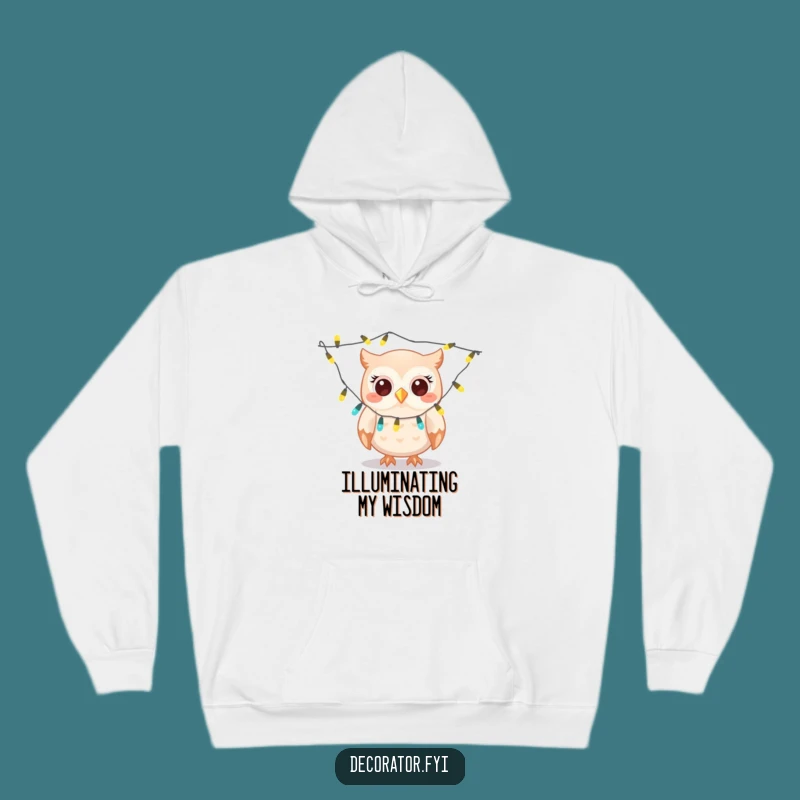 Funny Owl Decorator Hoodie: Cozy Giggles & Twinkling Lights for Festive Comfort!