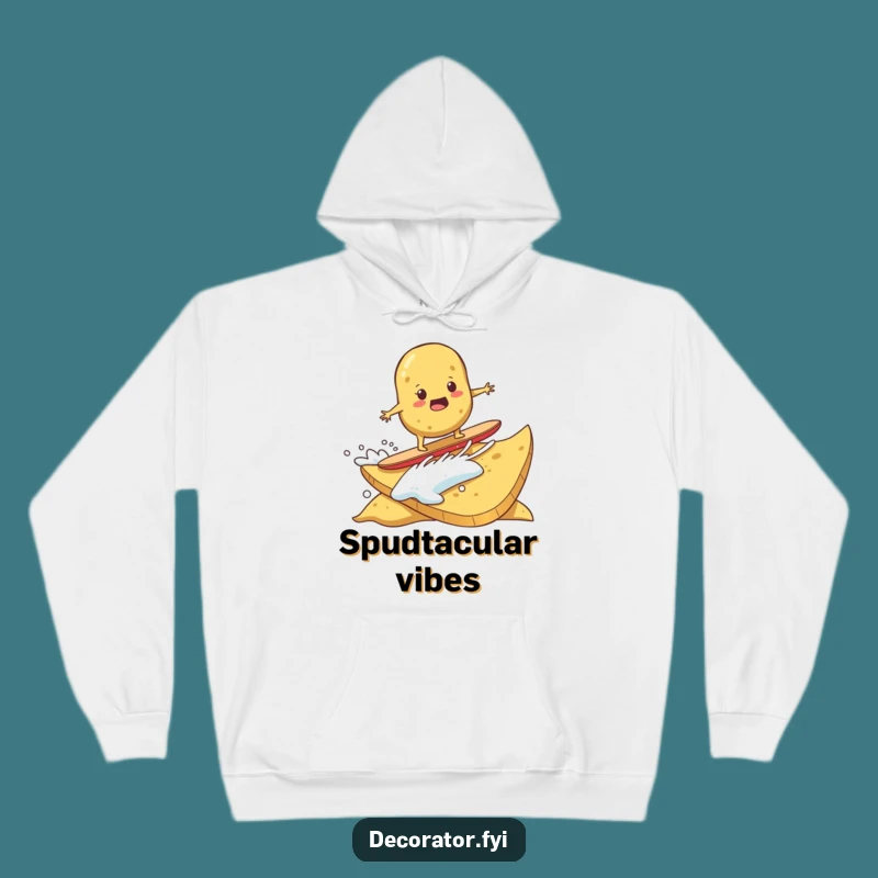 Funny Potato Surfing Chip Hoodie: Cozy & Hilarious Determined Apparel for Comfort