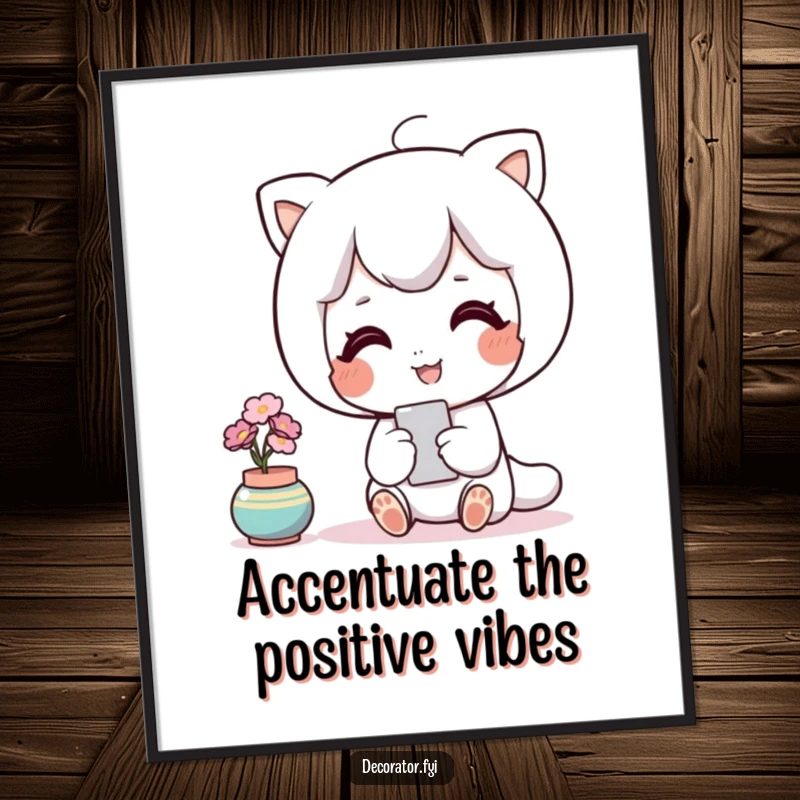 Funny Free Printable Wall Art: A contented character happily admires a perfectly placed accent piece.