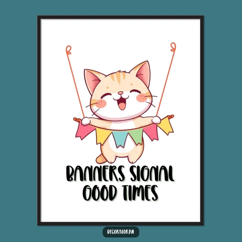 Free Printable Wall Art: Happy Cat Banner! Funny Downloadable Decor