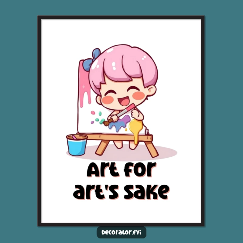 Free Printable Art Wall Art: Giggling Character's Playful Paint Strokes