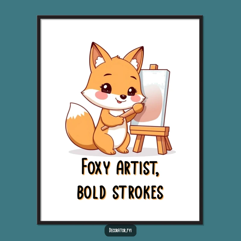 Free Printable Fox Artist Wall Art - Creative Charm Decor, Downloadable Art Gift