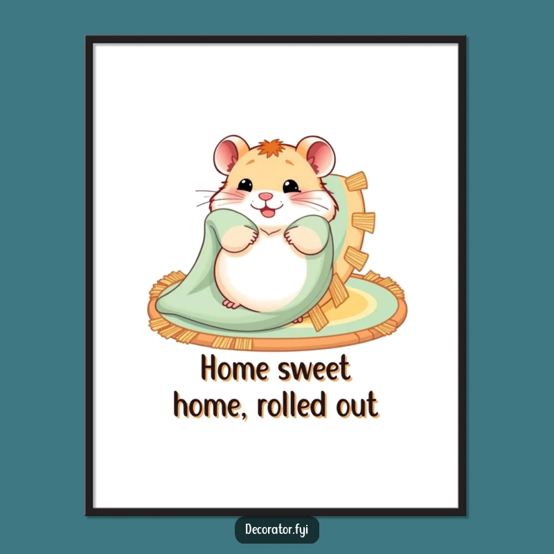 Free Printable Hamster Rug Wall Art - Cozy Whimsy Decor, Downloadable Art Gift