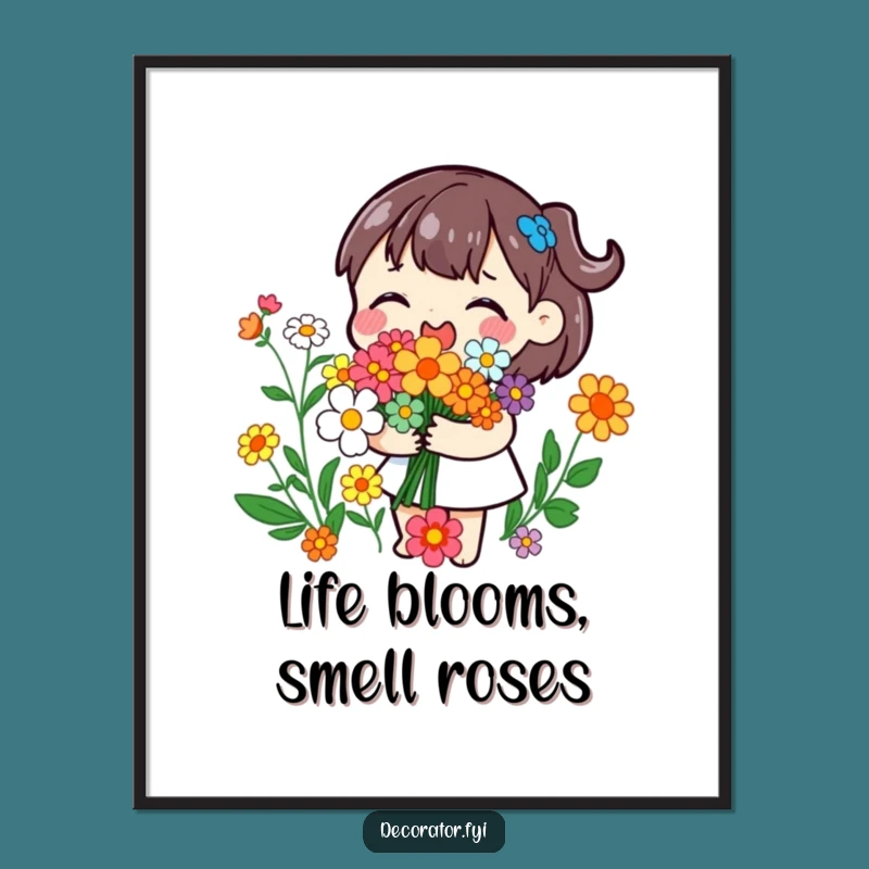 Free Printable Wall Art - Cheerful Flower Bouquet - DIY Downloadable Decor Gift