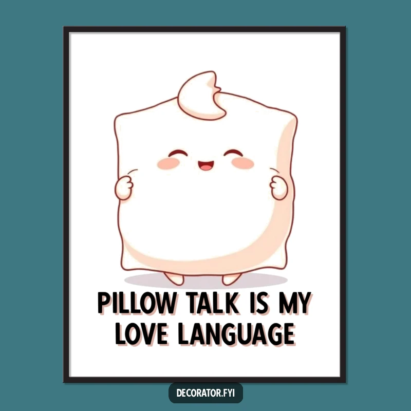 Free Printable Wall Art: Funny Pillow Fluffing Character - Humorous DIY Decor