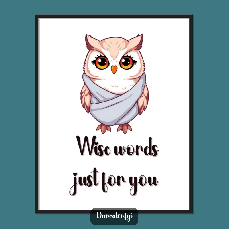 Free Printable Wall Art: Funny Whimsical Owl, Twinkling Eyes, Downloadable Art, Home Decor Gift