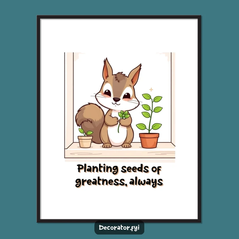 Funny Free Printable Squirrel Wall Art: DIY Plant Decor Downloadable
