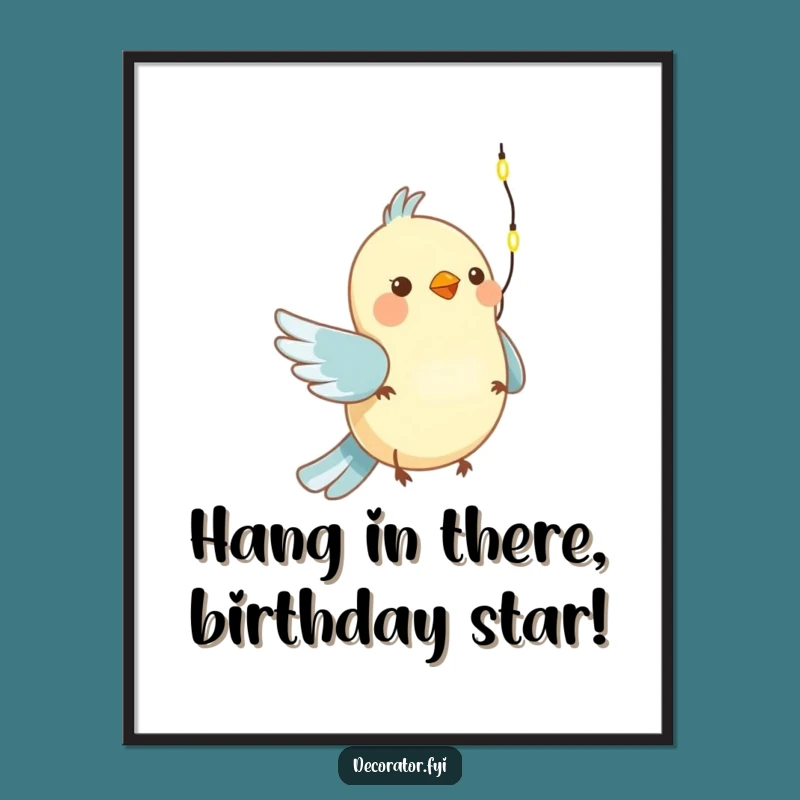 Funny Free Printable Wall Art: Bird Hanging Lights, Whimsical Downloadable Decor