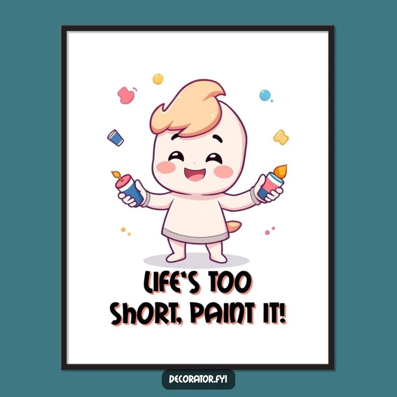 Funny Free Printable Wall Art: Juggling Artist Paint Pots Grinning Downloadable Decor