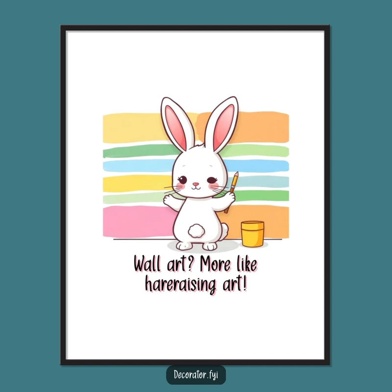 Funny Free Printable Wall Art: Rabbit Artist, Quirky Decor, Downloadable Art for Home!