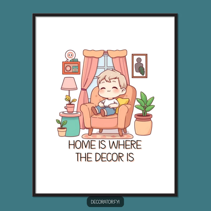 Funny Free Printable Wall Art: Relaxed Decorator Armchair Cozy Downloadable Design