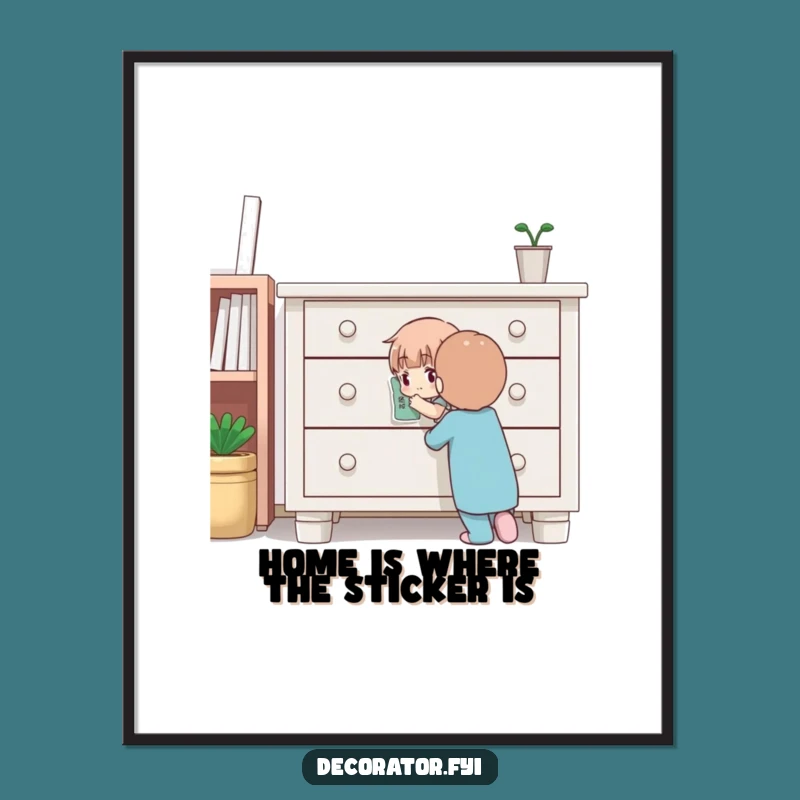 Free Printable Wall Art: Funny Sticker Character - Humorous DIY Downloadable Decor