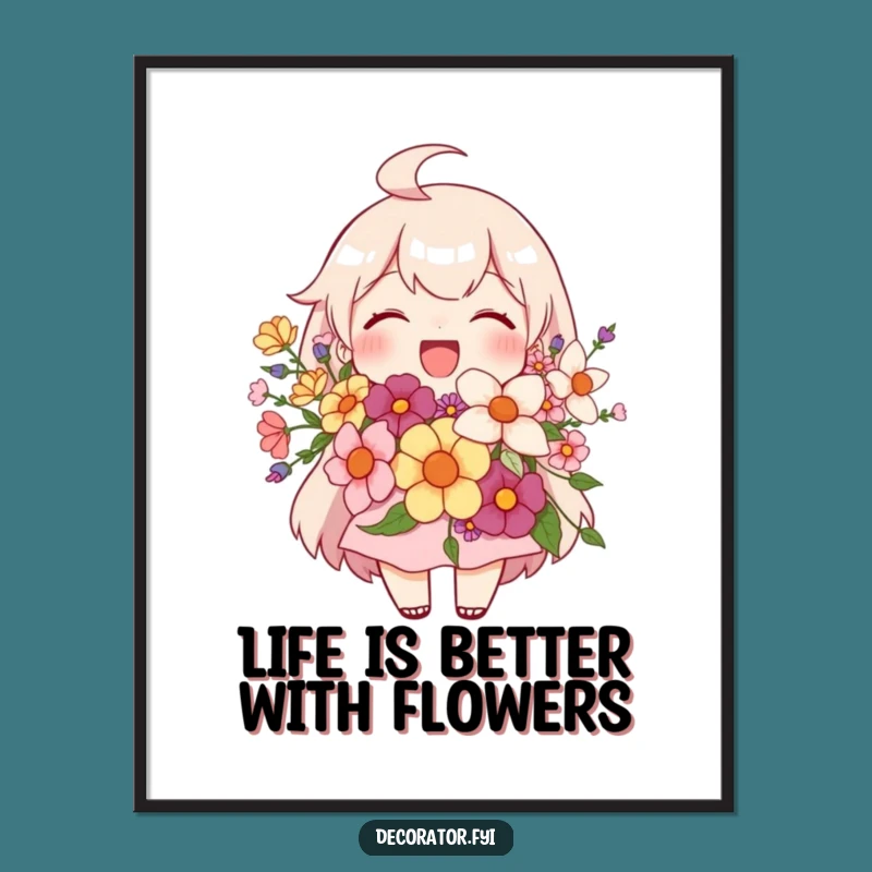 Beautiful Free Printable Wall Art: Joyful Florist with Blooms - Elegant Downloadable Decor