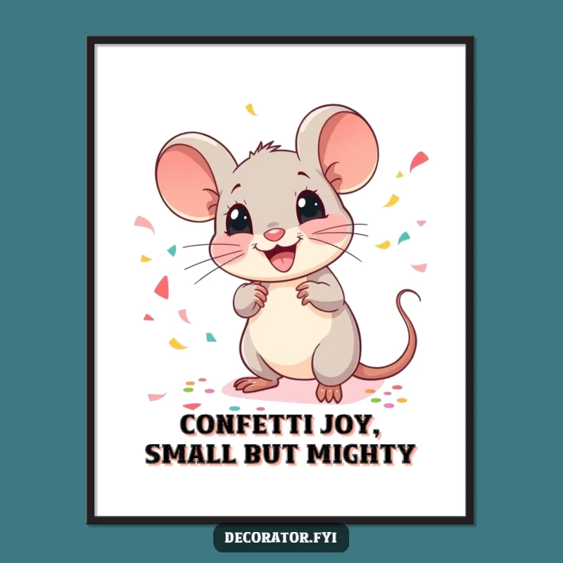 Party Mouse Wall Art: Free Printable Art, Funny Confetti Decor, Downloadable