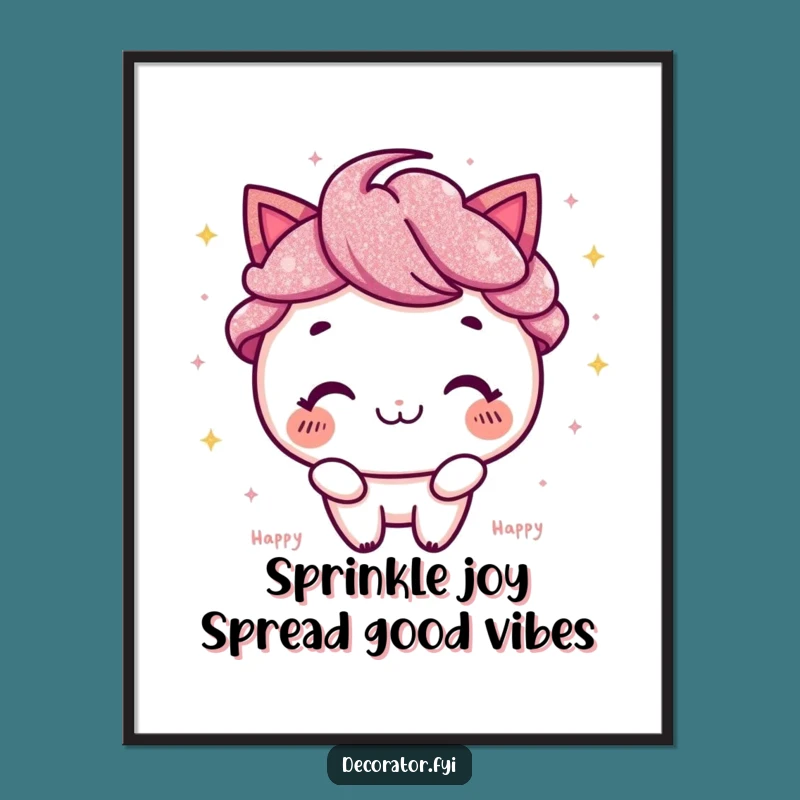 Free Printable Wall Art: Happy Character Glitter Splash, Funny Downloadable Decor