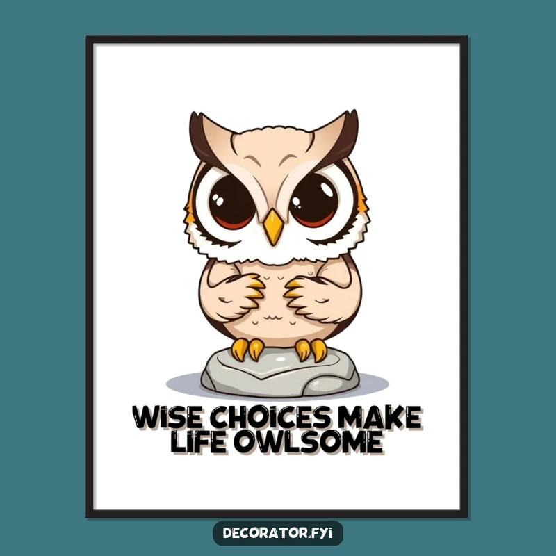 Funny Free Printable Wall Art: Determined Owl Statue, Humorous Downloadable Decor Gift