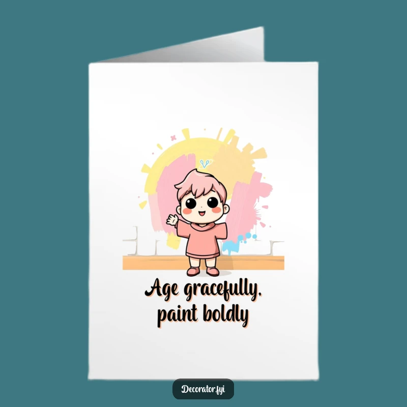 Free Printable Birthday Card: Cheerful Painter Humor, Funny Downloadable Gift for Friend